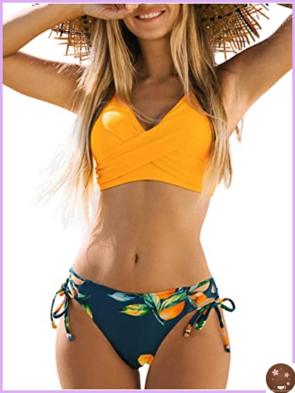 CUPSHE Women's Twist Front Bikini Set Lace Up Back Removable Pads Wide Straps
